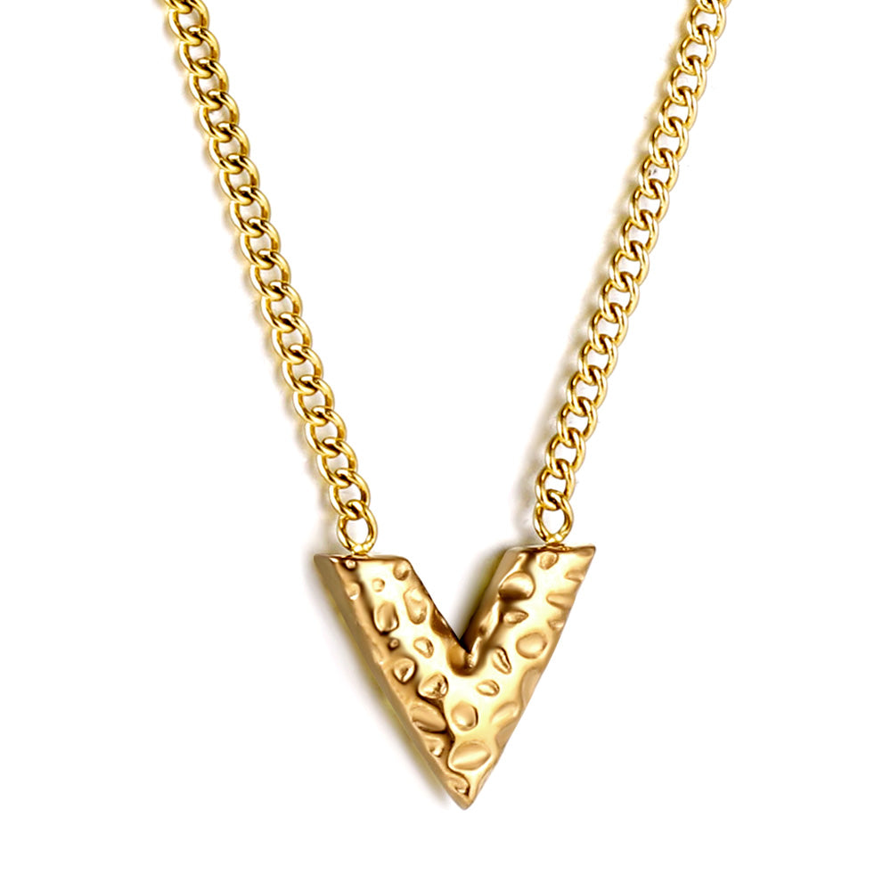 Wholesale 18K Gold V - shaped Pendant Necklace Bold Statement