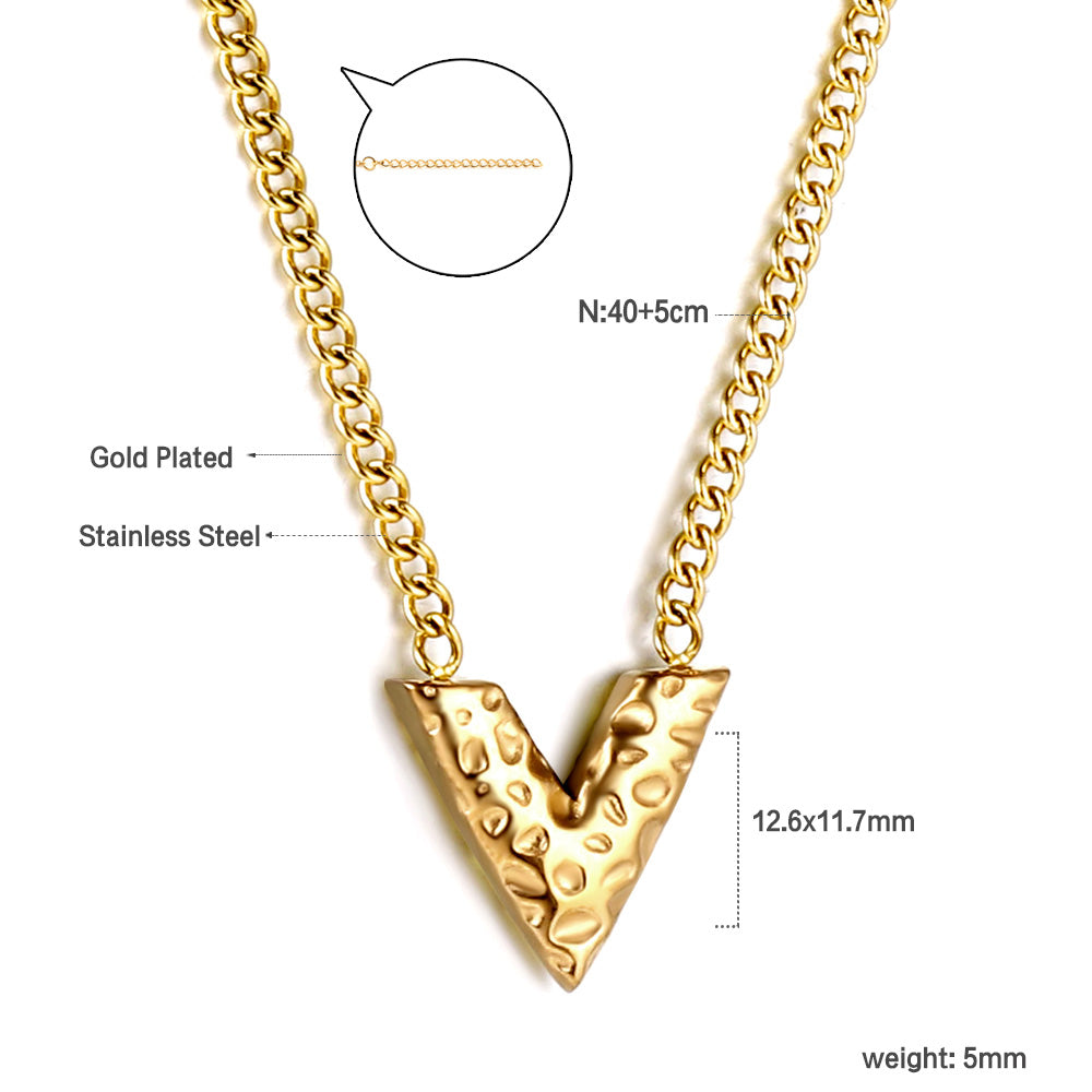 Wholesale 18K Gold V - shaped Pendant Necklace Bold Statement