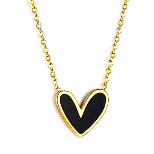 Wholesale Stainless Steel White / Black / Red / Green Heart Shaped Pendant Necklace Pure Style