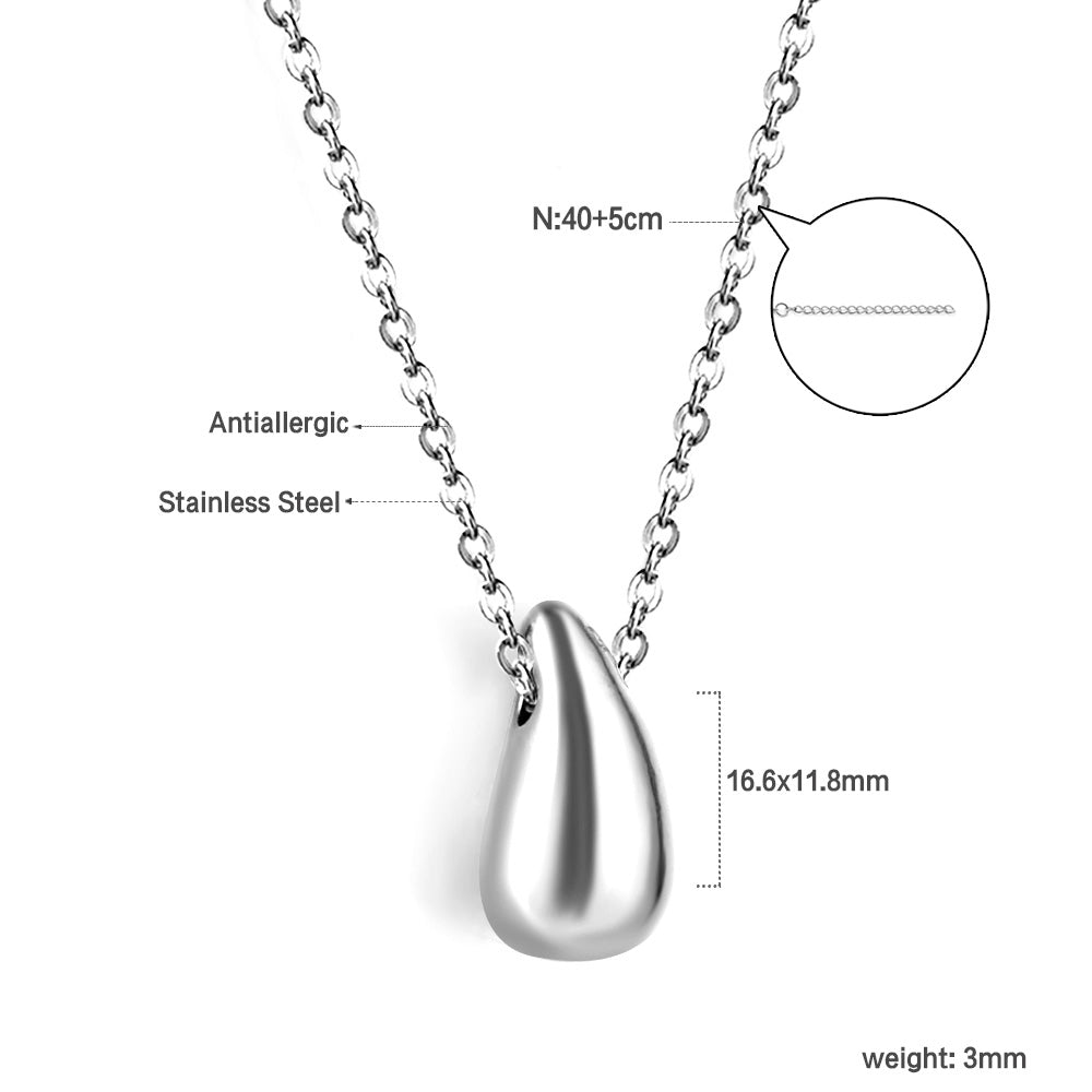 Wholesale Stainless Steel Teardrop - shaped Pendant Necklace Minimalist Elegant Style