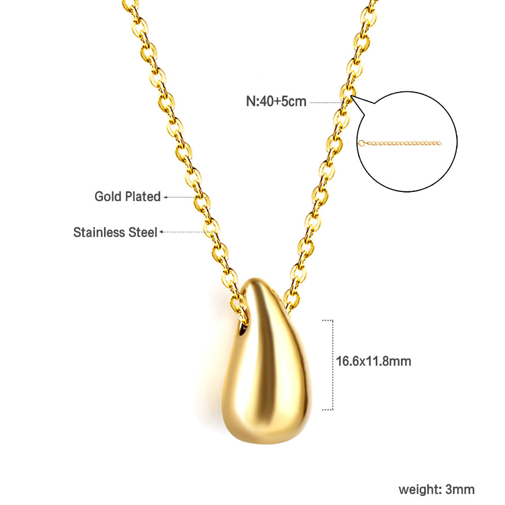 Wholesale Stainless Steel Teardrop - shaped Pendant Necklace Minimalist Elegant Style
