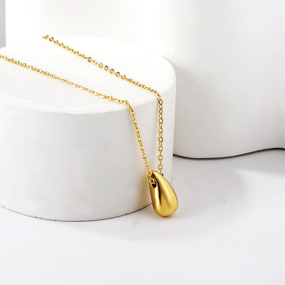 Wholesale Stainless Steel Teardrop - shaped Pendant Necklace Minimalist Elegant Style