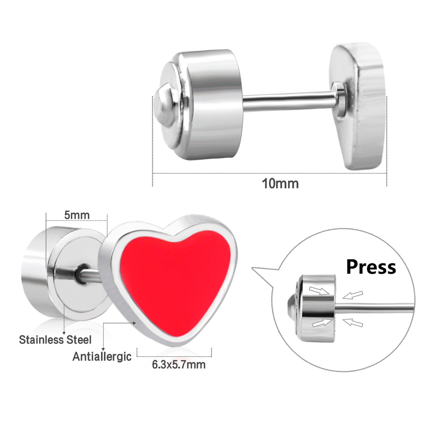 Bulk Red Heart Stud Earrings Bold Passion