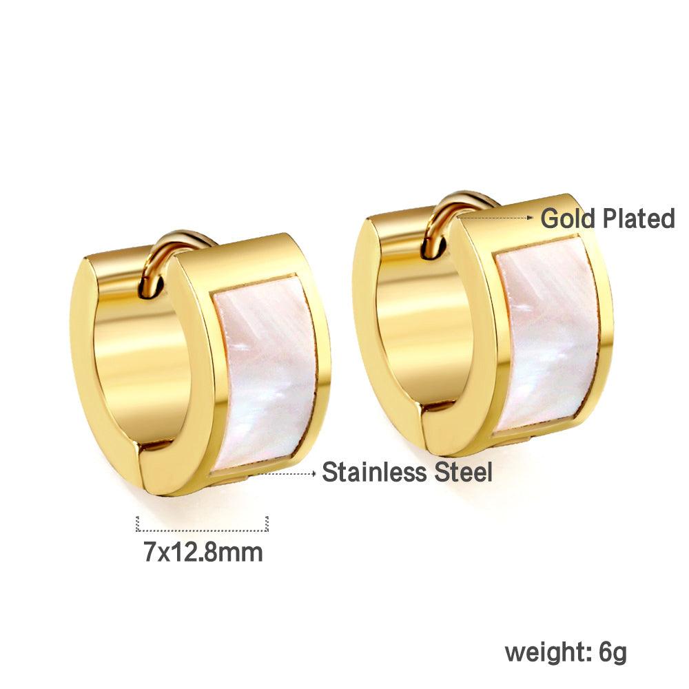Wholesale Gold Shell Inlay Hoop Earrings for Jewelry Retailers Exquisite Design