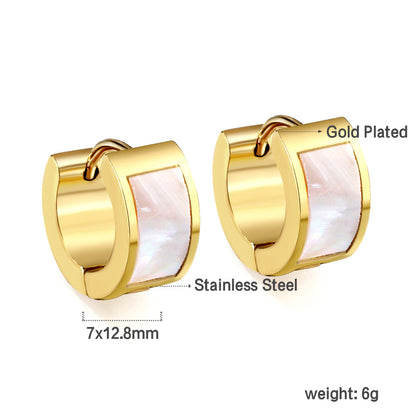 Wholesale Gold Shell Inlay Hoop Earrings for Jewelry Retailers Exquisite Design