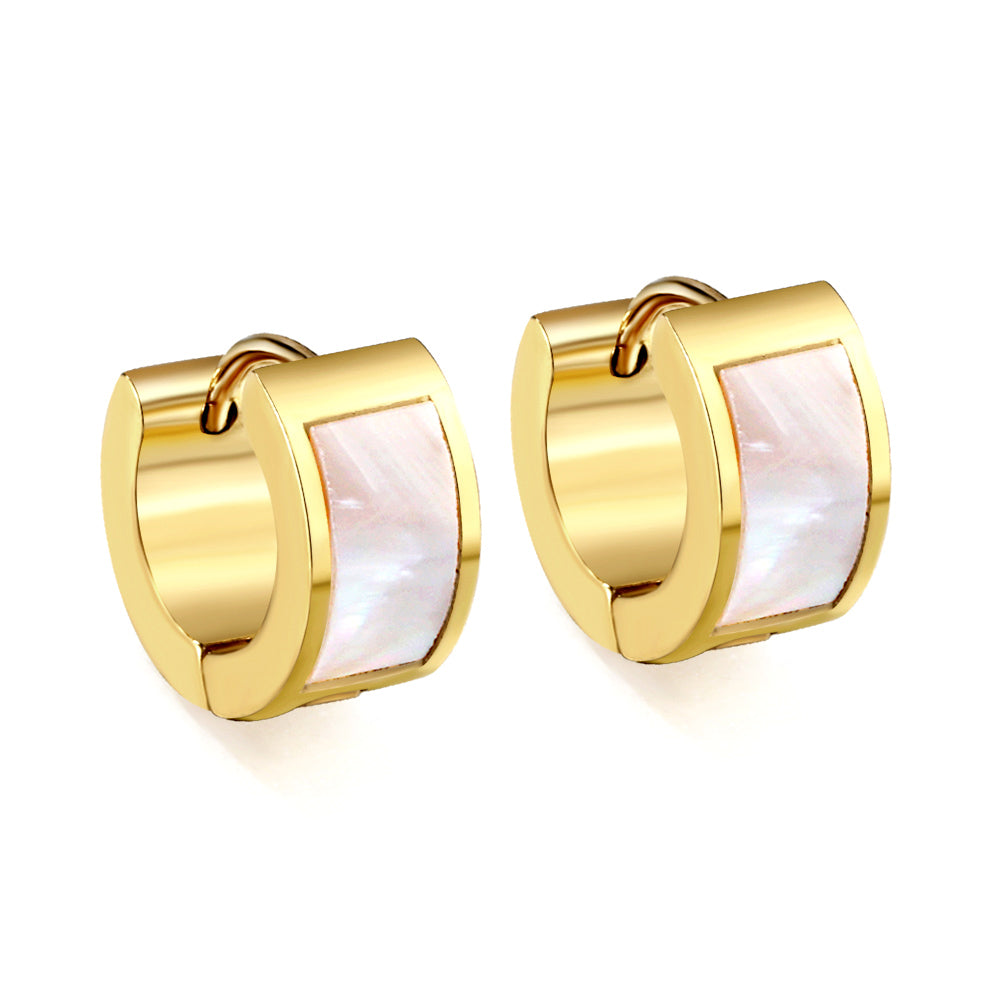 Wholesale Gold Shell Inlay Hoop Earrings for Jewelry Retailers Exquisite Design