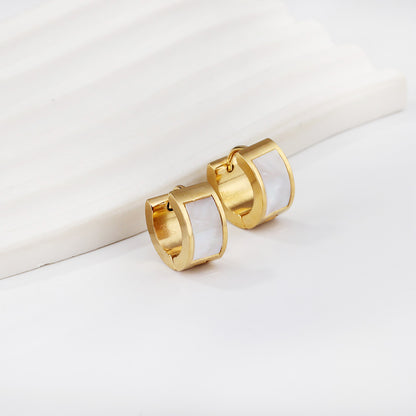 Wholesale Gold Shell Inlay Hoop Earrings for Jewelry Retailers Exquisite Design
