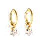 Wholesale 18K Gold Star - shaped Clear Gem Hoop Earrings