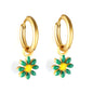 Bulk 18K Gold Blue Flower Hoop Earrings Charming Accessory