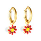 Bulk 18K Gold Blue Flower Hoop Earrings Charming Accessory