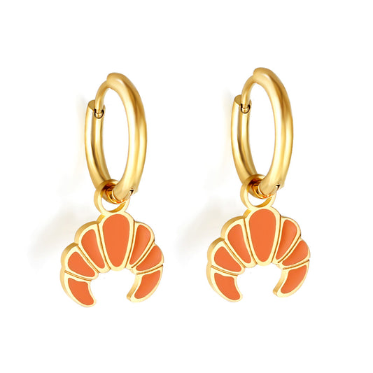 Wholesale 18K Gold Delightful Croissant Drop Hoop Earrings