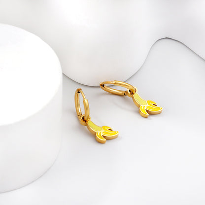 Bulk 18K Gold Banana - design Hoop Earrings Hypoallergenic