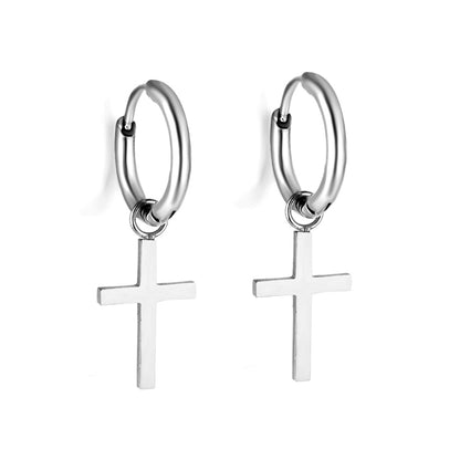 Bulk 18K Gold Thick Cross Hoop Earrings SGS Certified