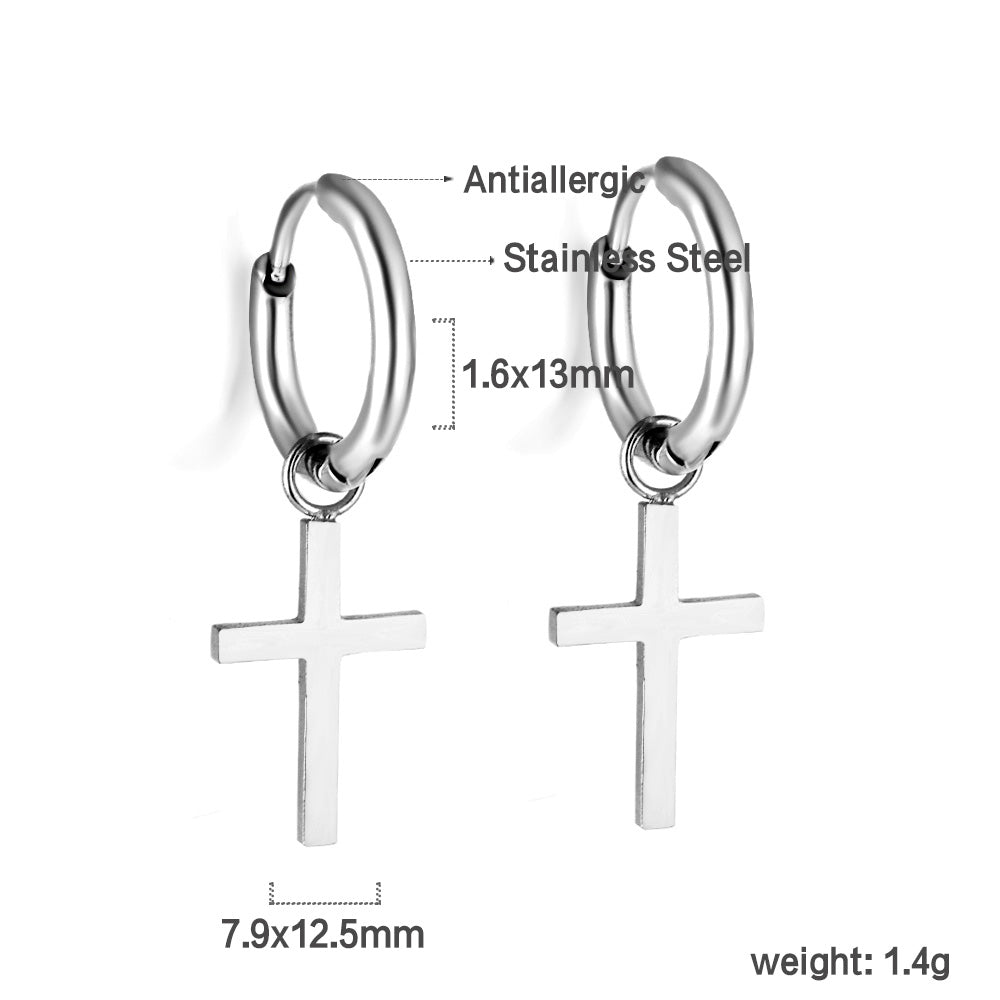 Bulk 18K Gold Thick Cross Hoop Earrings SGS Certified