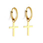 Bulk 18K Gold Thick Cross Hoop Earrings SGS Certified