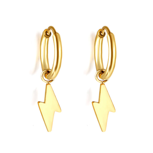 Bulk 18K Gold Stylish Lightning Drop Hoop Earrings