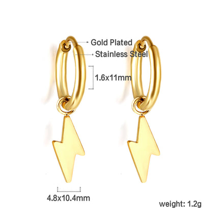 Bulk 18K Gold Stylish Lightning Drop Hoop Earrings
