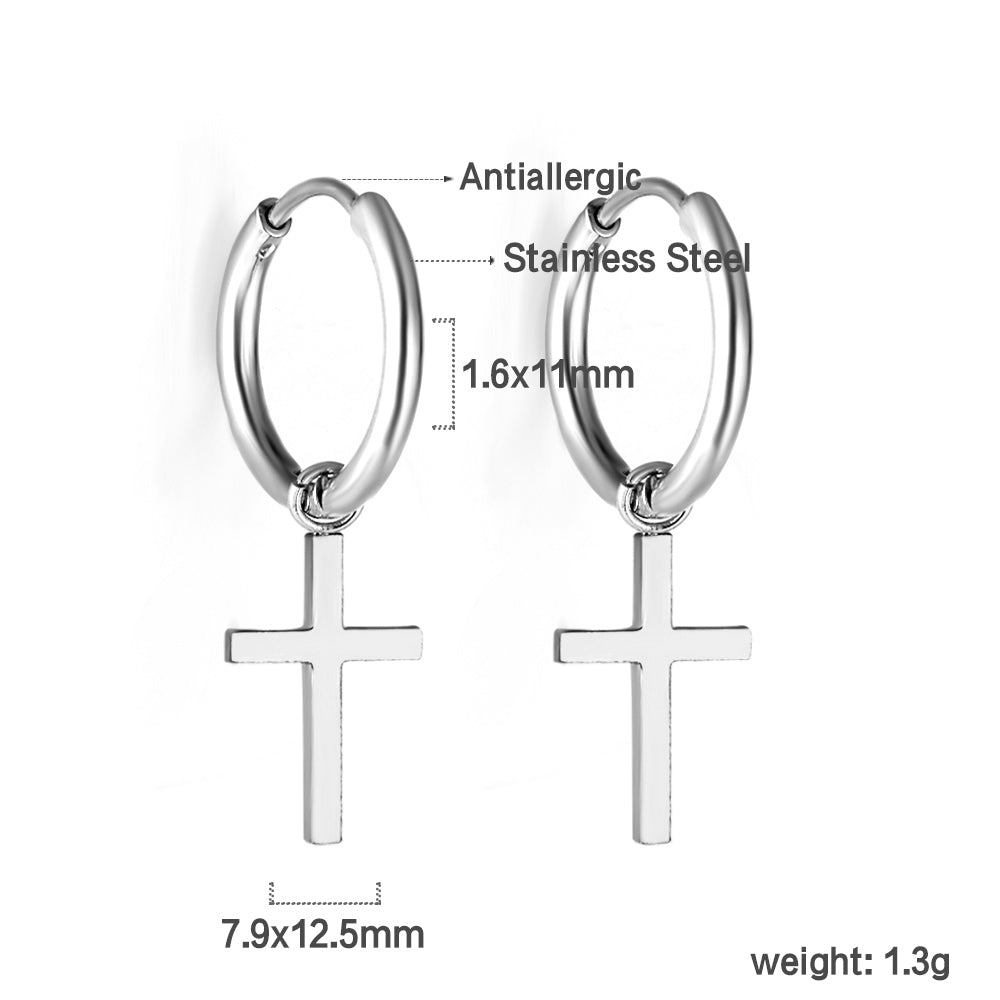Bulk 18K Gold Cross Hoop Earrings Hypoallergenic