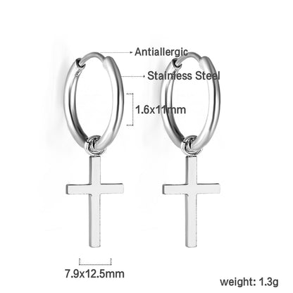 Bulk 18K Gold Cross Hoop Earrings Hypoallergenic