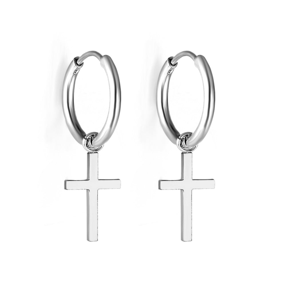 Bulk 18K Gold Cross Hoop Earrings Hypoallergenic