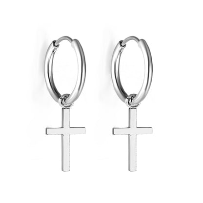 Bulk 18K Gold Cross Hoop Earrings Hypoallergenic