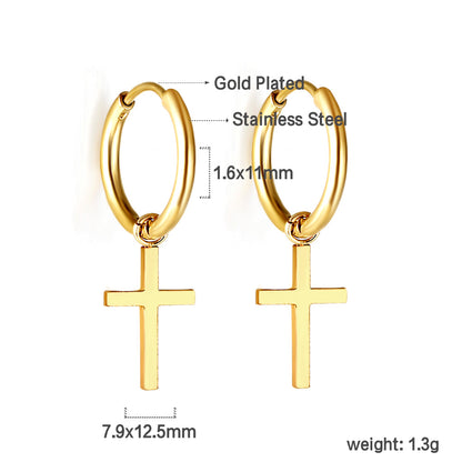 Bulk 18K Gold Cross Hoop Earrings Hypoallergenic