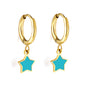 Wholesale Stainless Steel Circle with Blue Star Hoop Earrings