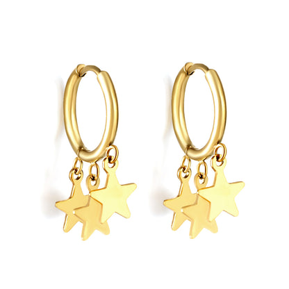 Bulk 18K Gold Star - drop Hoop Earrings Charming Look