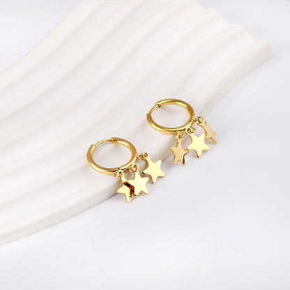 Bulk 18K Gold Star - drop Hoop Earrings Charming Look