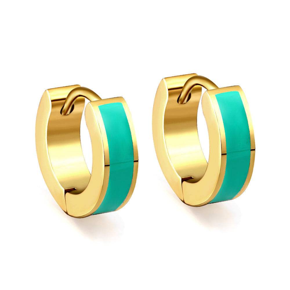 Wholesale Multicolor Enamel Dripping Gold Hoop Earrings for Fashion Retailers Simple and Elegant