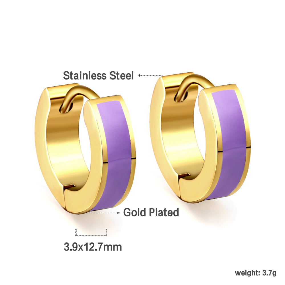 Wholesale Multicolor Enamel Dripping Gold Hoop Earrings for Fashion Retailers Simple and Elegant