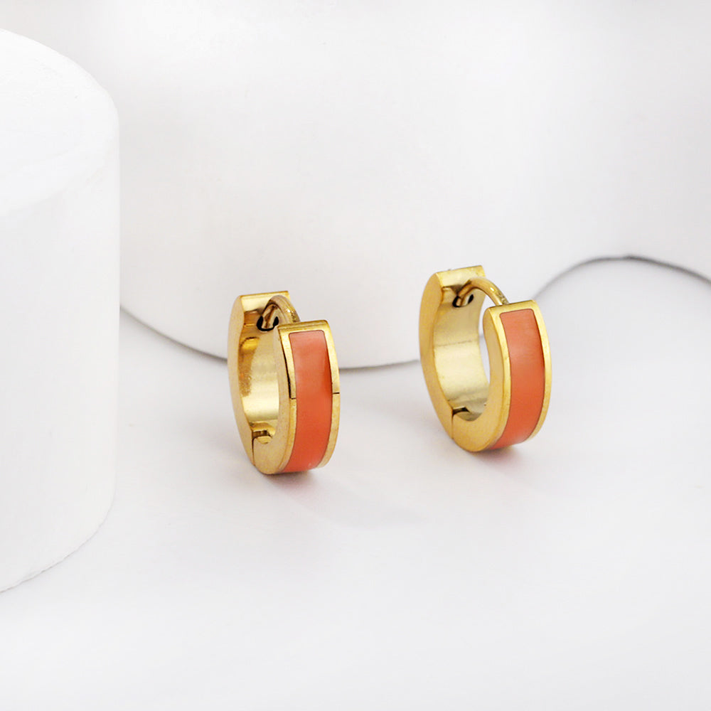 Wholesale Multicolor Enamel Dripping Gold Hoop Earrings for Fashion Retailers Simple and Elegant