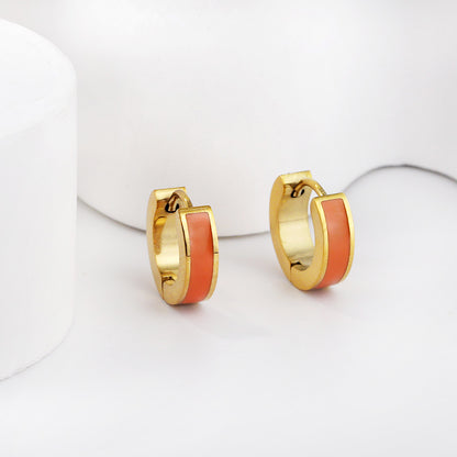 Wholesale Multicolor Enamel Dripping Gold Hoop Earrings for Fashion Retailers Simple and Elegant