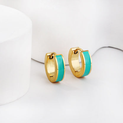 Wholesale Multicolor Enamel Dripping Gold Hoop Earrings for Fashion Retailers Simple and Elegant