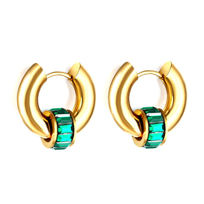 Wholesale 18K Gold Colorful Zirconia Hoop Earrings Fashionable Accessory