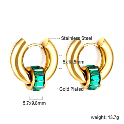 Wholesale 18K Gold Colorful Zirconia Hoop Earrings Fashionable Accessory