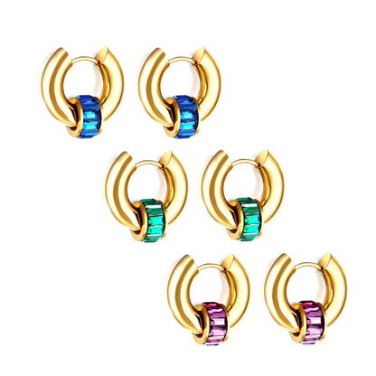 Wholesale 18K Gold Colorful Zirconia Hoop Earrings Fashionable Accessory
