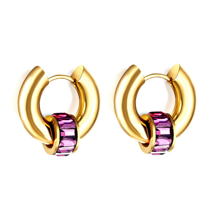 Wholesale 18K Gold Colorful Zirconia Hoop Earrings Fashionable Accessory