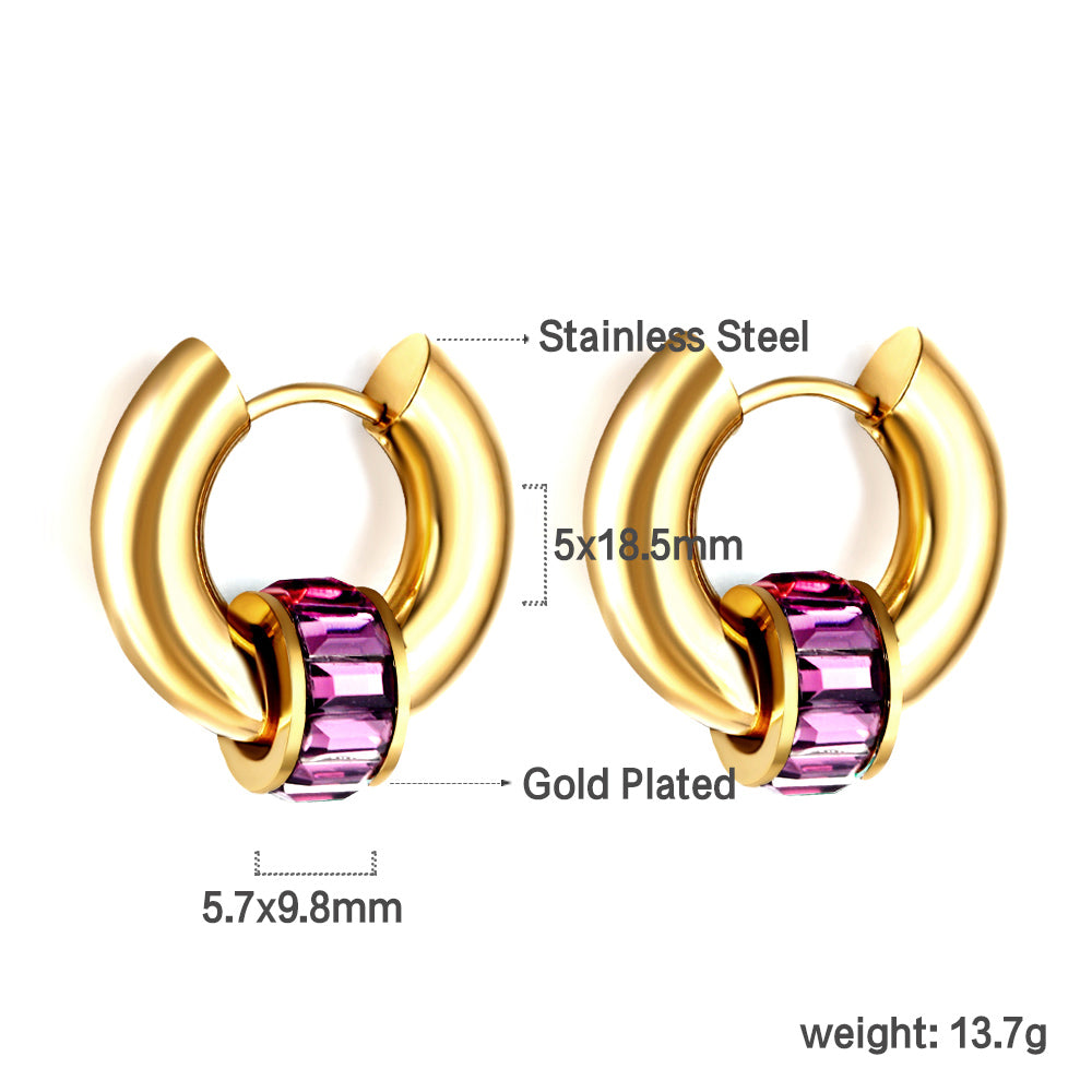 Wholesale 18K Gold Colorful Zirconia Hoop Earrings Fashionable Accessory