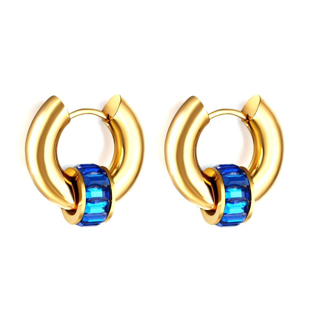 Wholesale 18K Gold Colorful Zirconia Hoop Earrings Fashionable Accessory