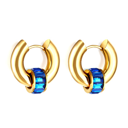 Wholesale 18K Gold Colorful Zirconia Hoop Earrings Fashionable Accessory