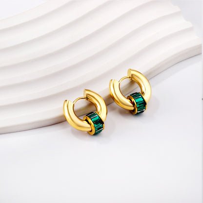 Wholesale 18K Gold Colorful Zirconia Hoop Earrings Fashionable Accessory
