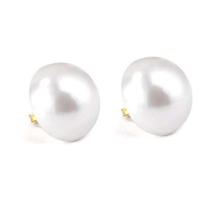 Wholesale 18K Gold Round Pearl Stud Earrings