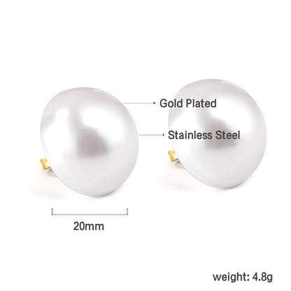 Wholesale 18K Gold Round Pearl Stud Earrings