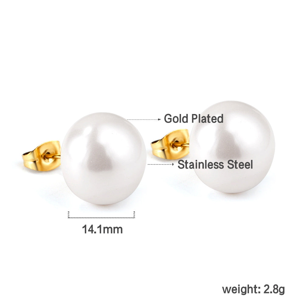Wholesale 18K Gold Freshwater Pearl Stud Earrings Elegant Style