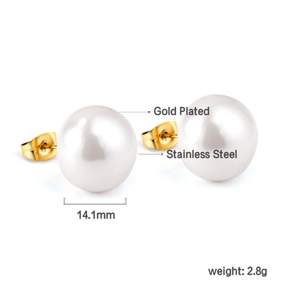 Wholesale 18K Gold Freshwater Pearl Stud Earrings Elegant Style