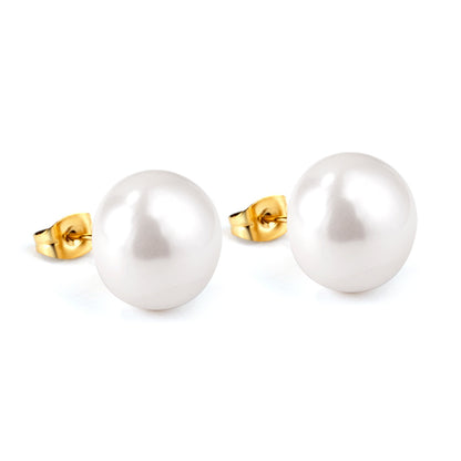 Wholesale 18K Gold Freshwater Pearl Stud Earrings Elegant Style
