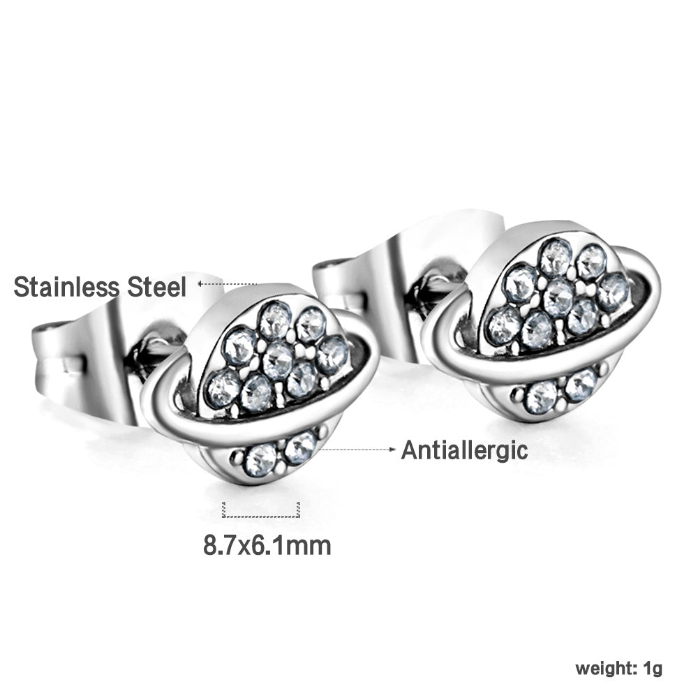 Bulk 18K Gold Diamond Planet Earrings Cosmic Design