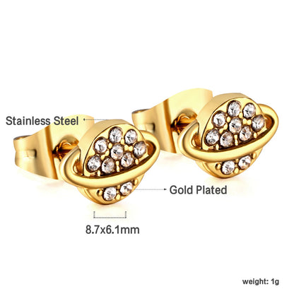 Bulk 18K Gold Diamond Planet Earrings Cosmic Design