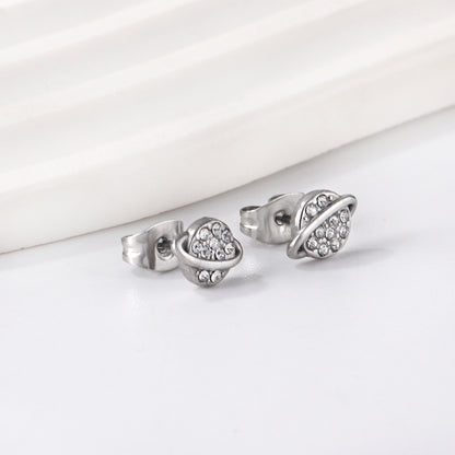 Bulk 18K Gold Diamond Planet Earrings Cosmic Design